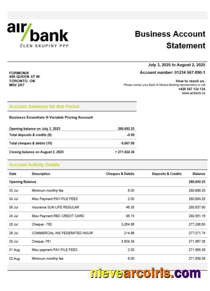 Air bank business organization checking  statement